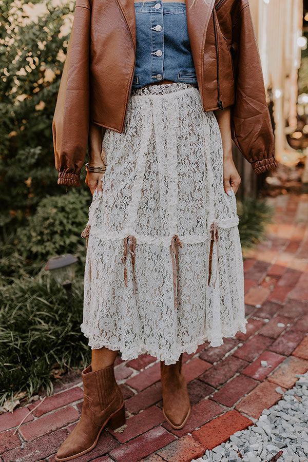 Ultimate Boho-Chic High Waist Lace Skirt in Mocha