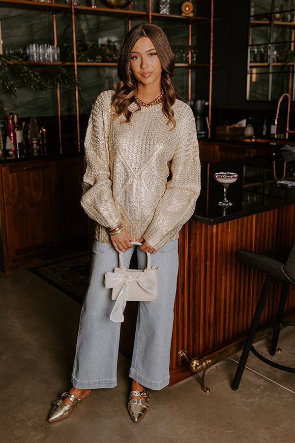 Premium Holiday Glow Metallic Knit Sweater