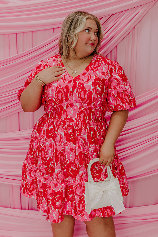 Ultimate Romantic Jacquard Mini Dress - Pocket Full Of Roses