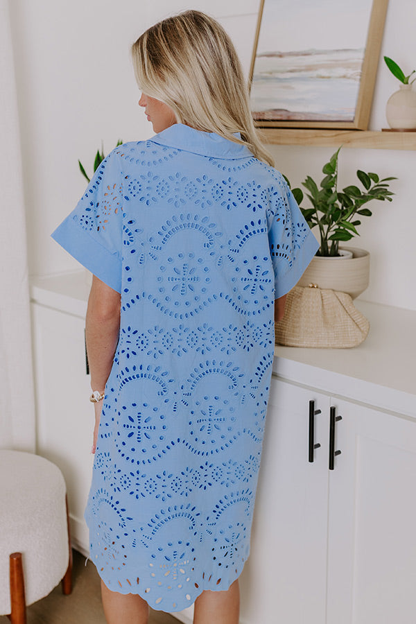 Ultimate Sky Blue Eyelet Mini Dress - Pure Charm & Style