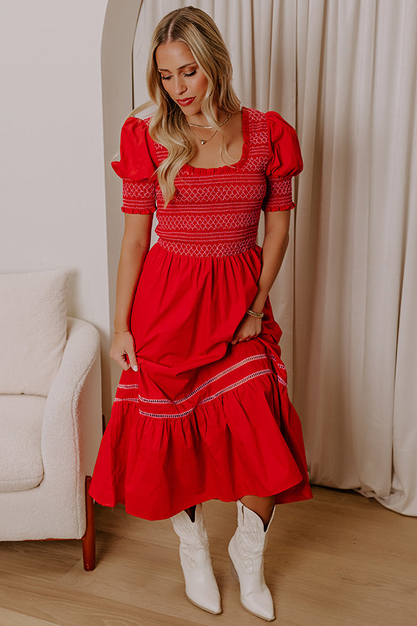 Premium Margarita Mood Smocked Midi Dress