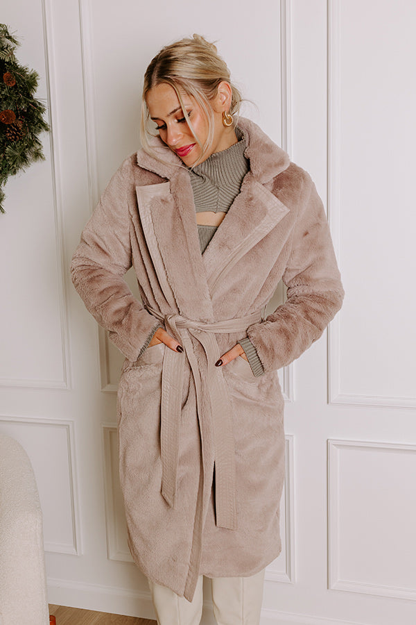 Premium Taupe Plush Coat – Warm Embrace Collection