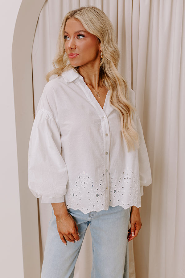 Premium Kind Gesture Eyelet Top - Timeless White Design