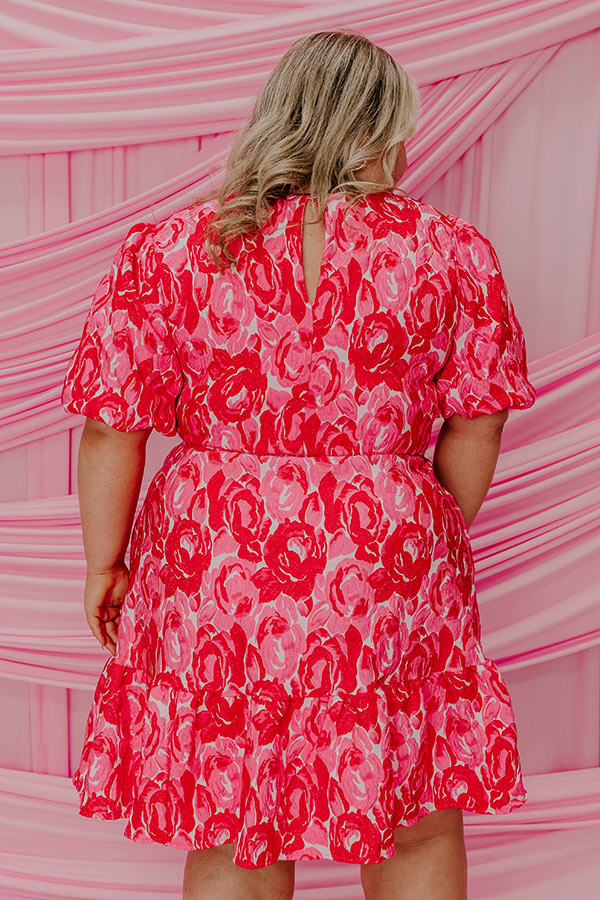 Ultimate Romantic Jacquard Mini Dress - Pocket Full Of Roses