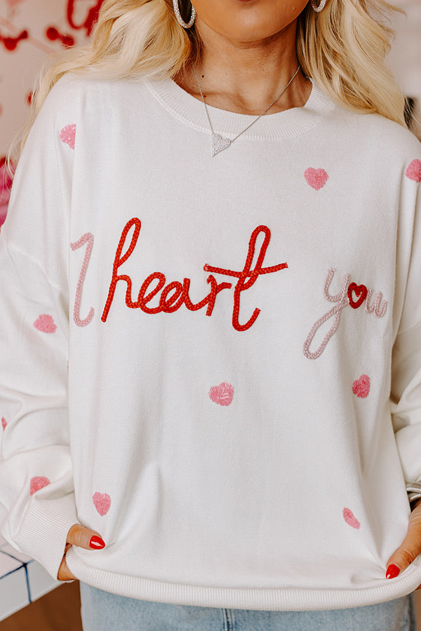 Ultimate 'I Heart You' Embroidered Sweater - Premium Curves Fit