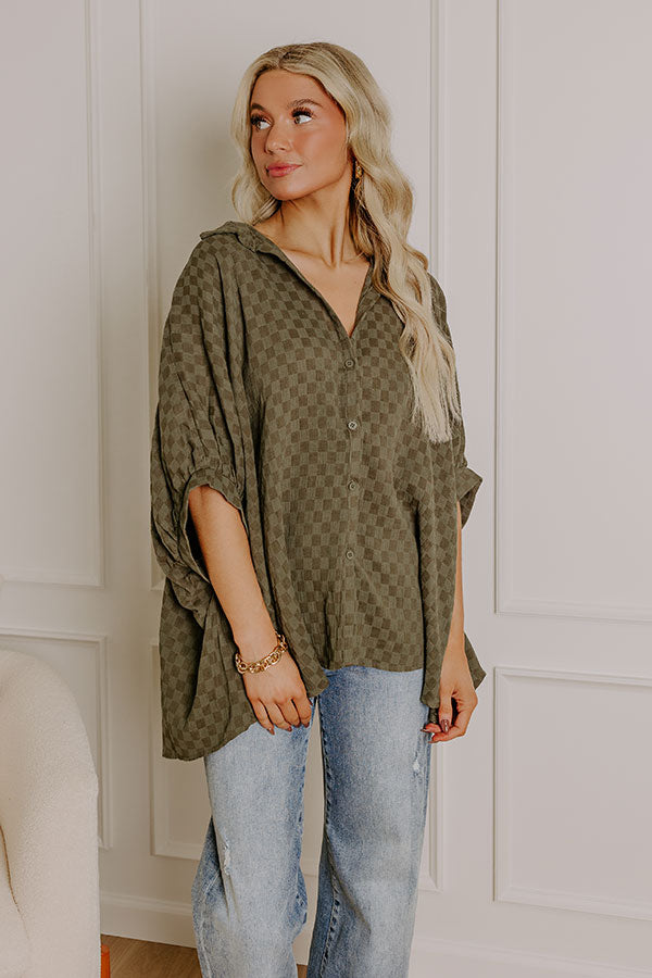 Premium Oversized Button-Up Shirt in Olive - Ultimate Style Upgrade