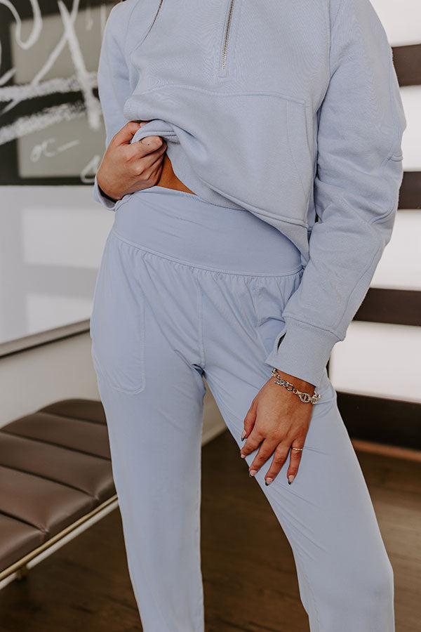 Premium Sky Blue High Waist Butter Soft Joggers - Ultimate Comfort