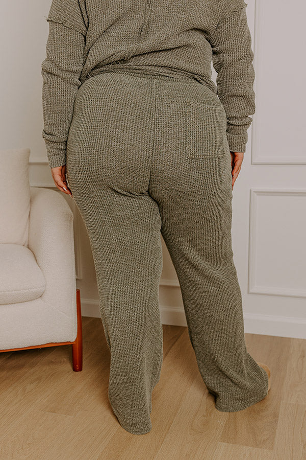 Premium High-Waist Vintage Knit Pants - Olive Curves Collection