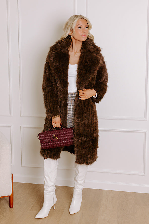 Premium Gala Nights Faux Fur Coat - Chestnut