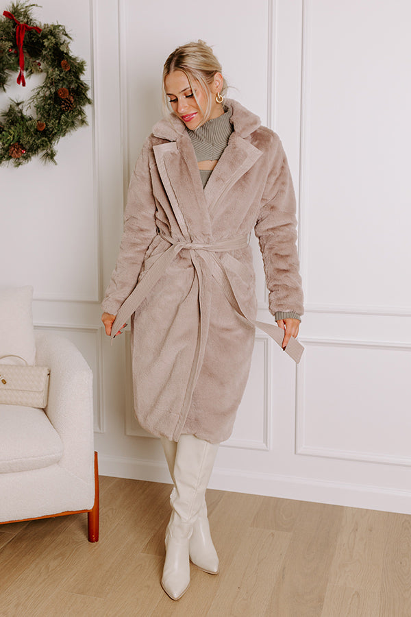 Premium Taupe Plush Coat – Ultimate Warm Embrace