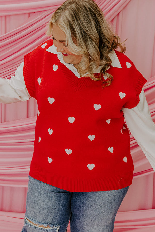 Premium Hugs & Kisses Red Curves Vest Top - Ultimate Charm for Your OOTD