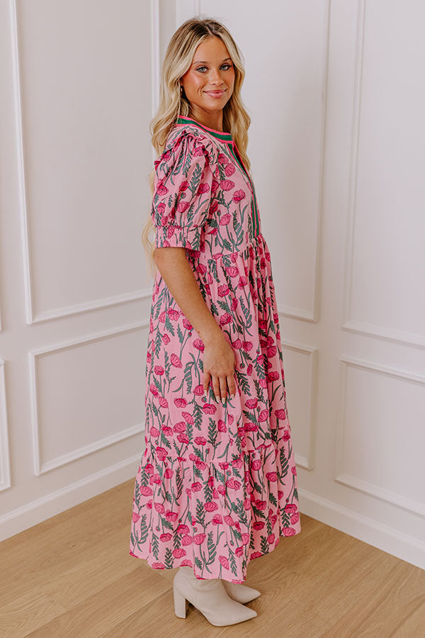 Premium Floral Midi Dress - Spring Meadows Collection
