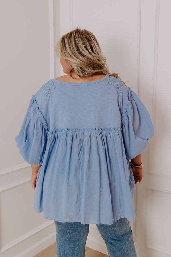 Premium Serenity Song Babydoll Top - Sky Blue Curves