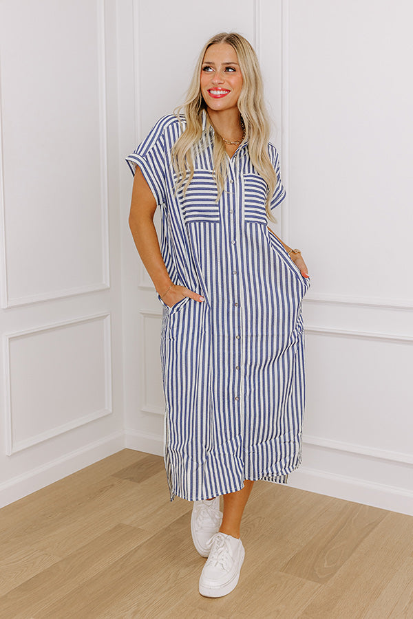 Ultimate Coastal Charm Stripe Midi Dress