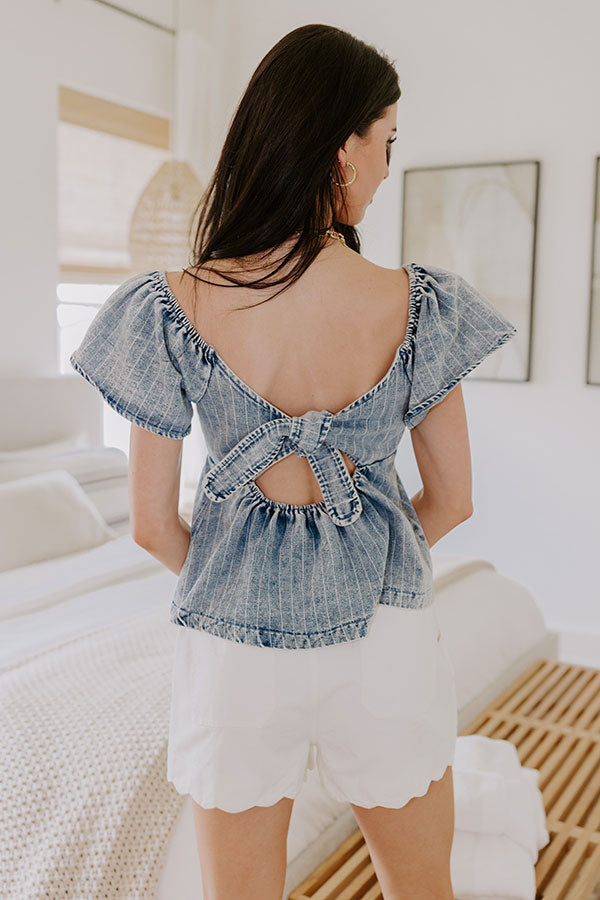 Ultimate Paradise Getaway Denim Peplum Top