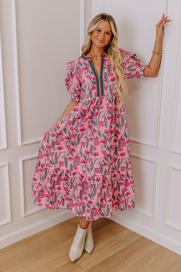 Premium Floral Midi Dress - Spring Meadows Collection