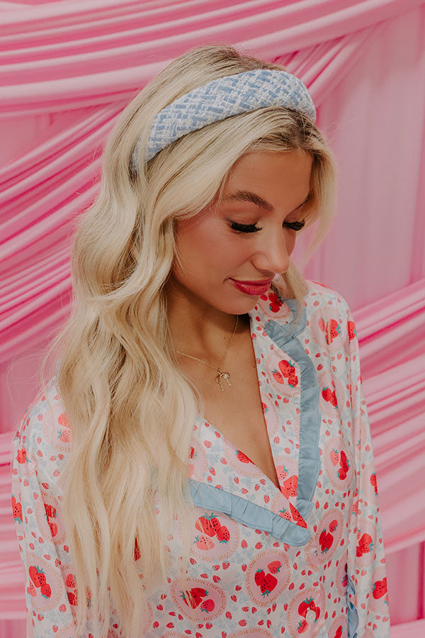 Premium Girl Boss Tweed Headband - Sky Blue | Upgrade Your Style