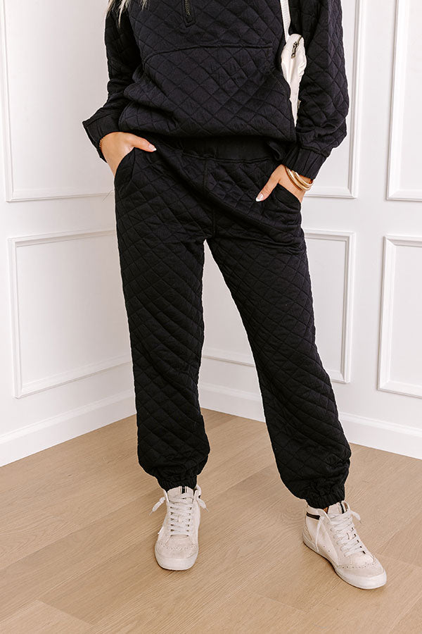 Premium Paris Mornings Quilted Joggers - Ultimate Comfort in Black