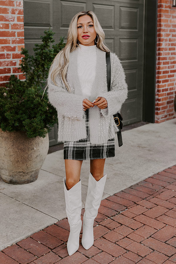Premium Fall Gratitude Embellished Cardigan - Cozy Grey
