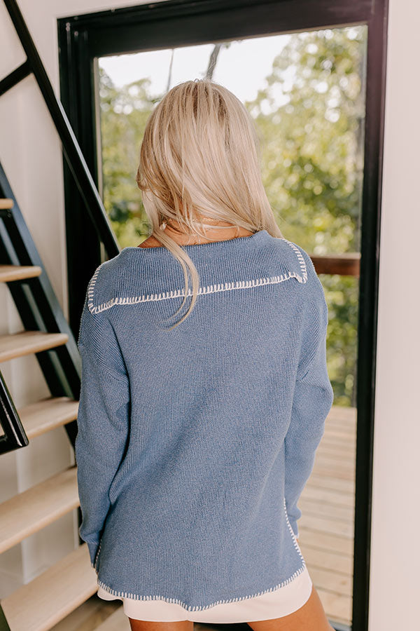 Premium Blue Knit Sweater Top - Small Town Romance Collection