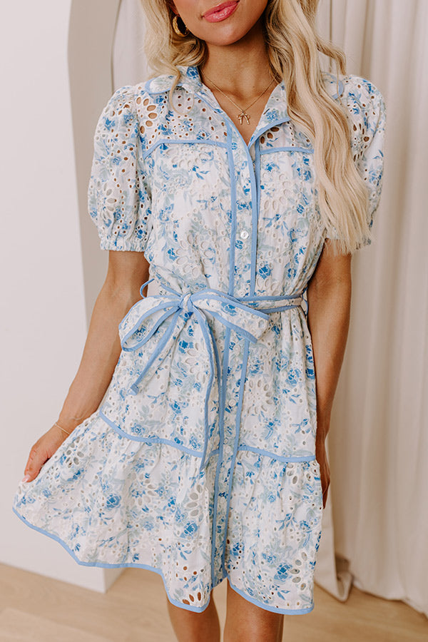Premium Sweet Embrace Floral Eyelet Mini Dress