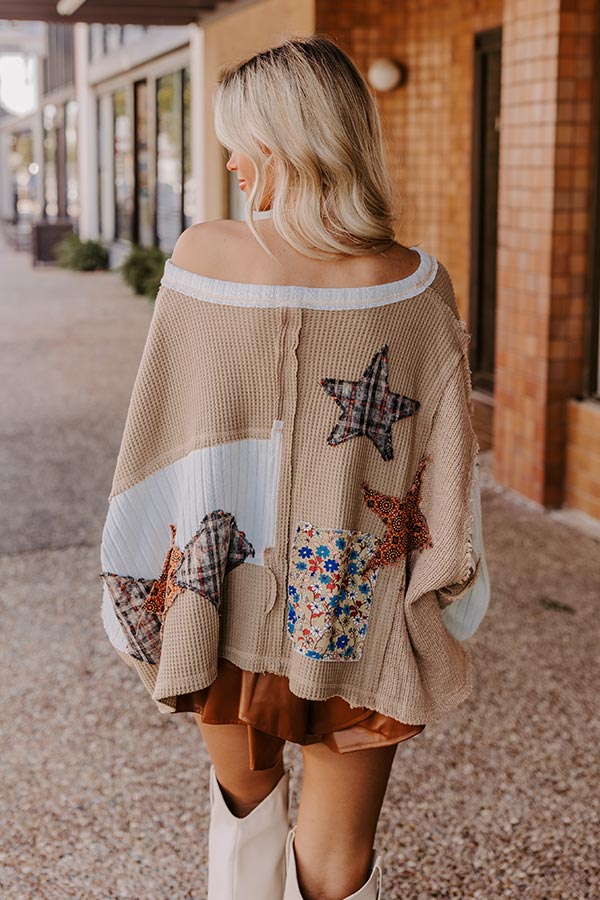 Ultimate Girls Brunch Waffle Knit Top - Patchwork Perfection