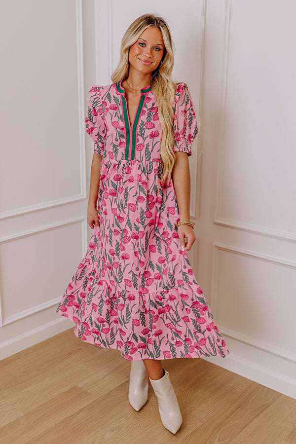 Premium Floral Midi Dress - Spring Meadows Collection