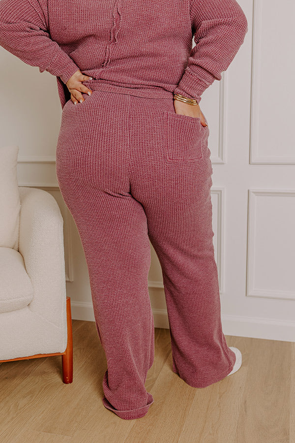 Premium Cozy Haven High Waist Vintage Wash Knit Pants – Sangria Curves Edition