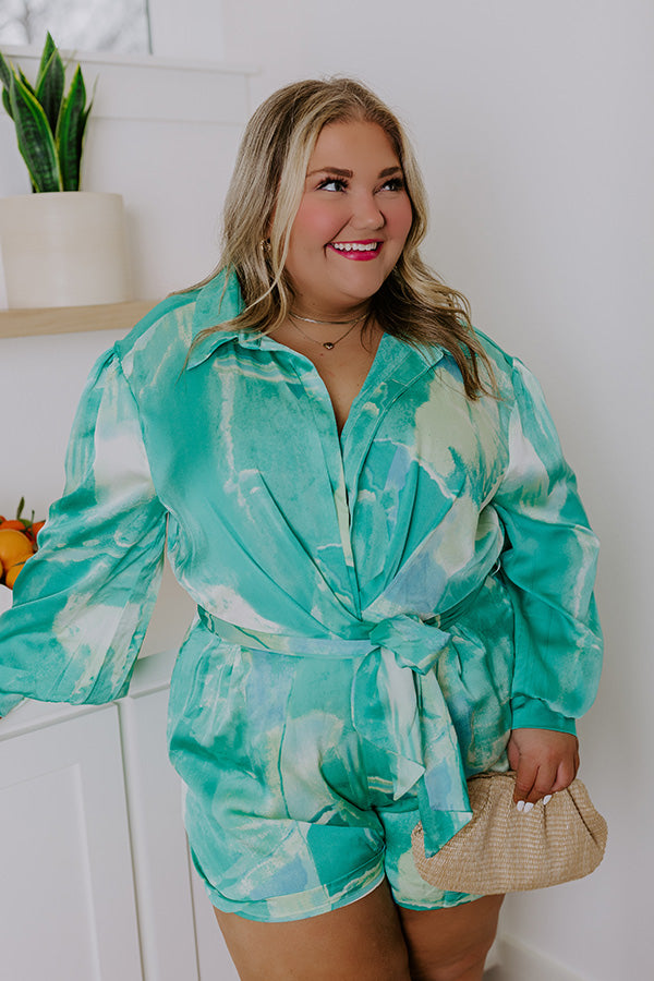 Premium Satin Romper - Chic Watercolor Print
