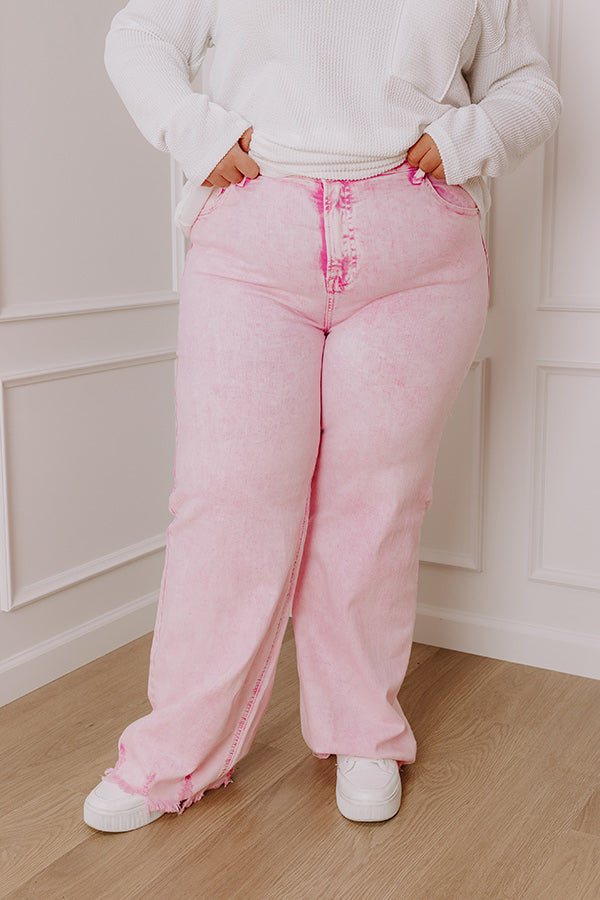 Premium RISEN Emilia High Waist Acid Wash Wide Leg Jeans for Curves