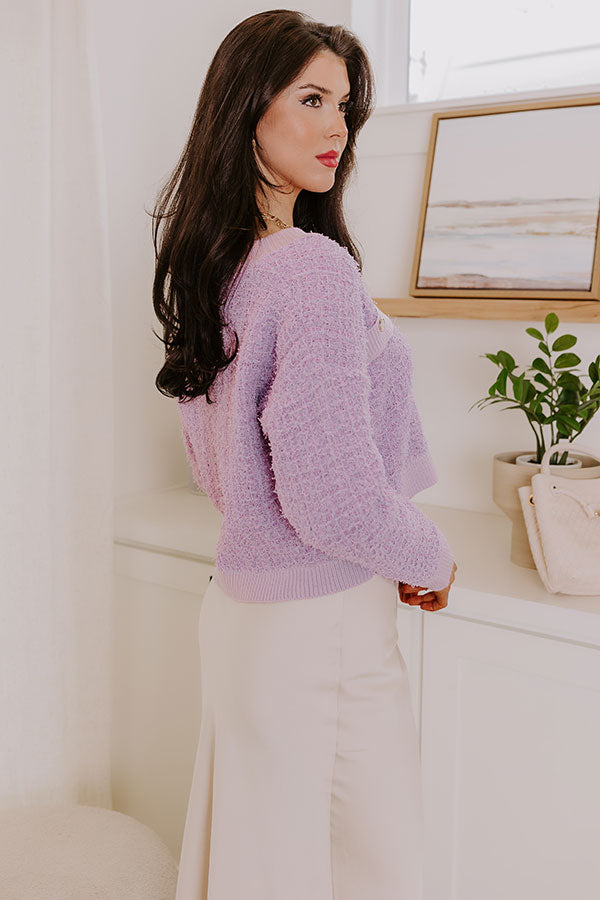 Premium Lavender Tweed Knit Sweater - Ultimate Sophistication