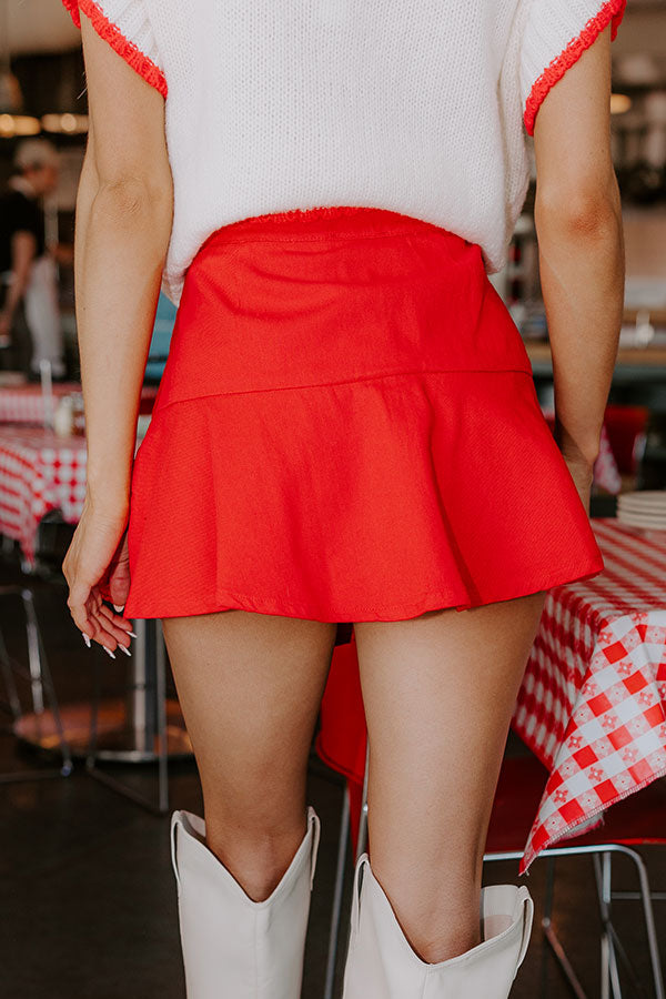 Premium Lana High Waist Denim Skort - Ultimate Summer Style in Red