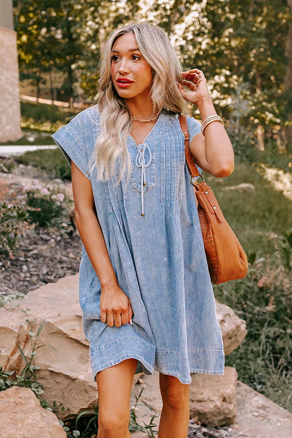 Premium Chambray Mini Dress - Small Town Charm