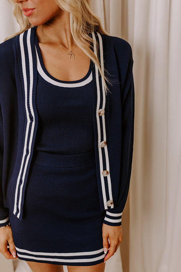 Premium Navy Knit Cardigan - Ultimate Country Club Essential