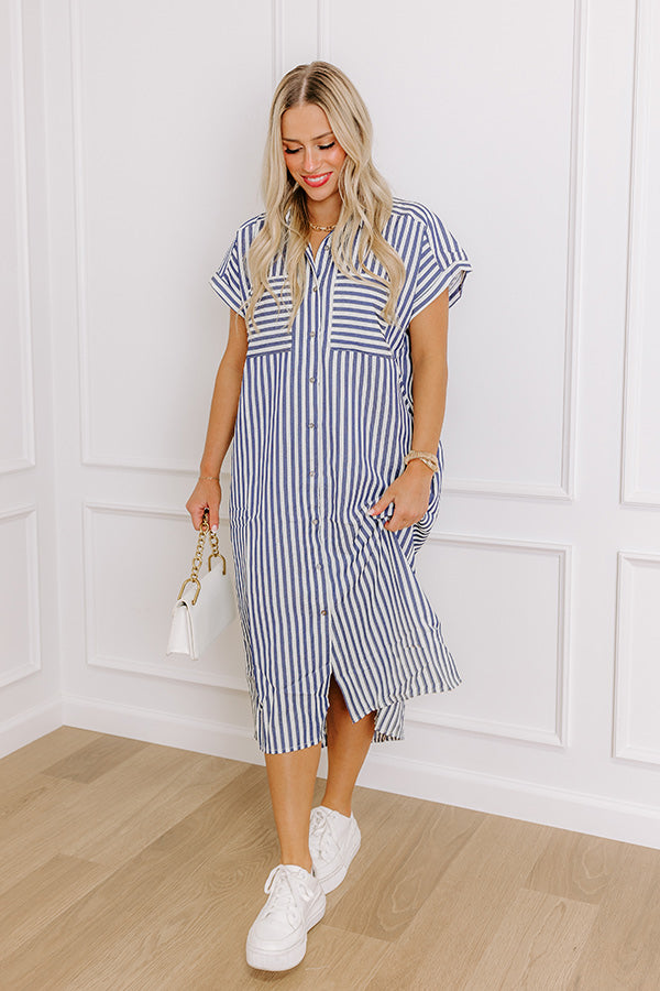 Ultimate Coastal Charm Stripe Midi Dress