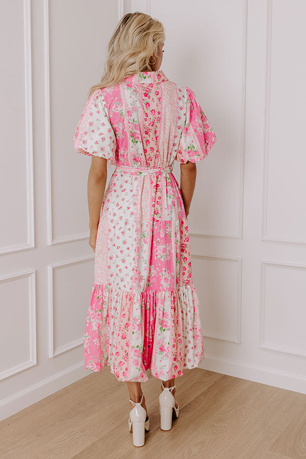 Ultimate Love-Struck Floral Midi Dress - Pink