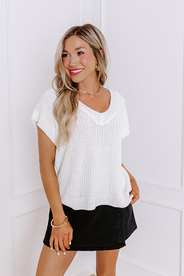 Premium Sunny Smiles Knit Top - Ivory