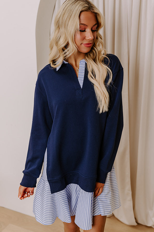 Ultimate Preppy Charm Striped Mini Dress in Navy