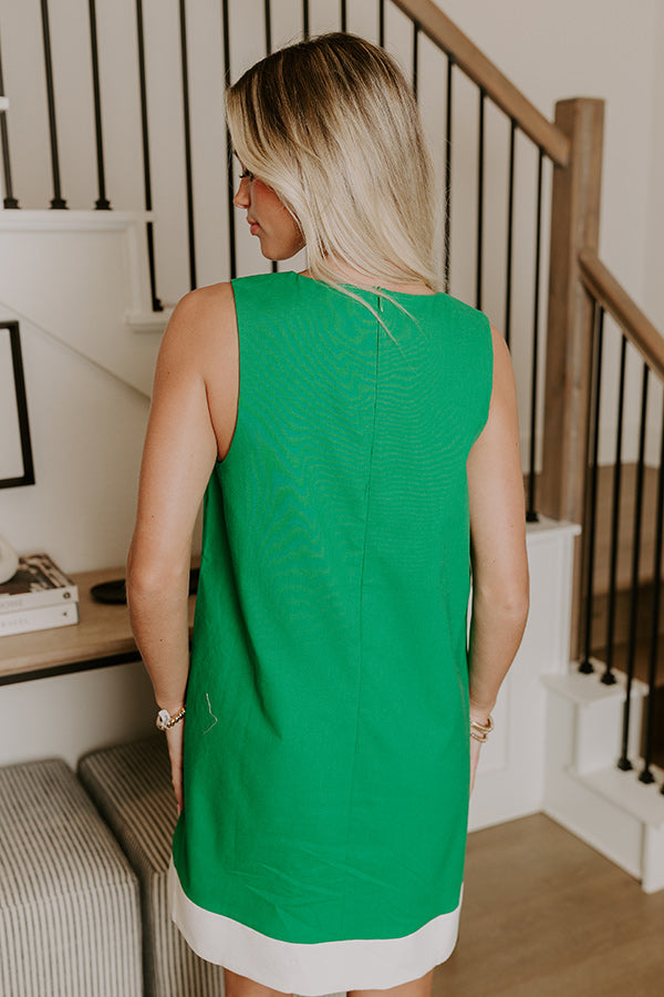 Premium Mykonos Linen-Blend Mini Dress - Green
