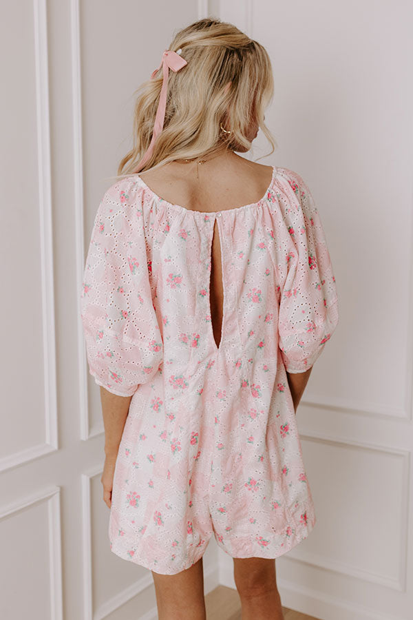 Ultimate Sweet Floral Eyelet Romper - Pink