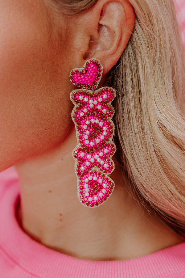 Premium XOXO Beaded Heart Earrings with Faux Pearl Accents