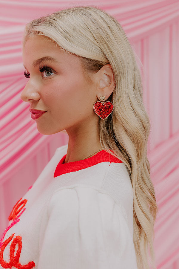 Premium Endless Love Red Heart Earrings