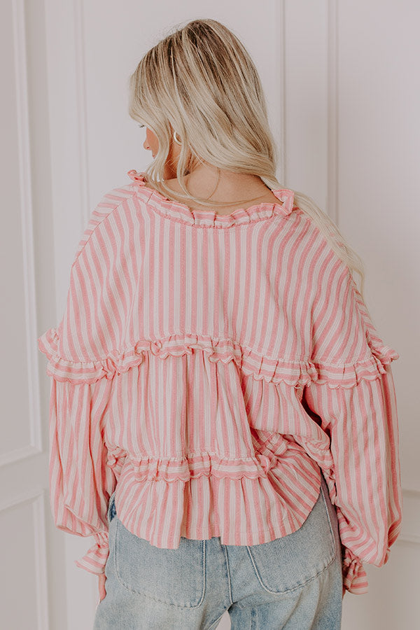 Premium Ruffled Stripe Blouse
