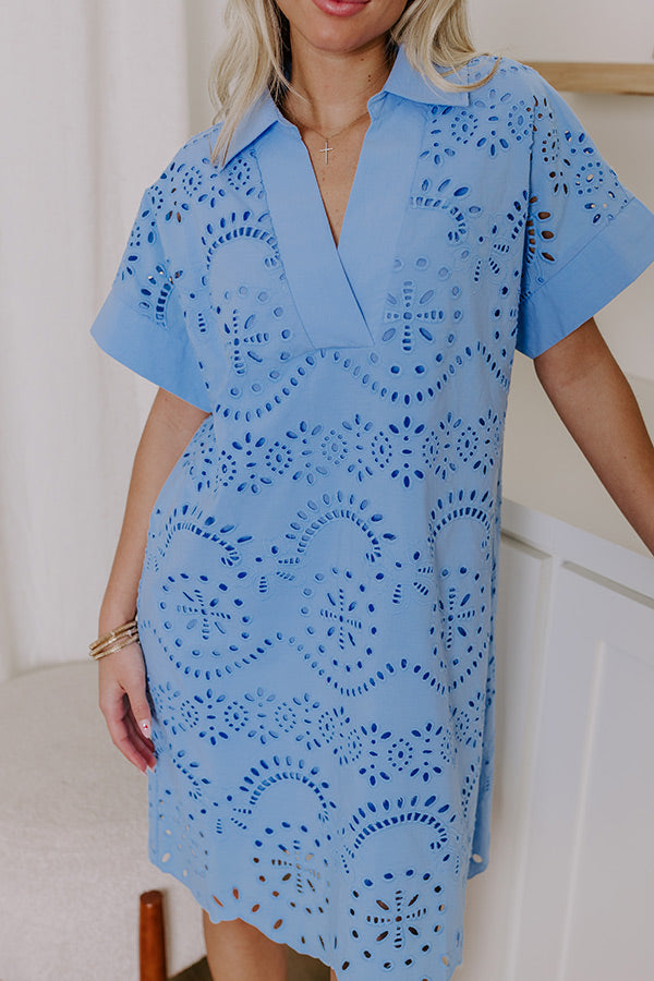 Ultimate Sky Blue Eyelet Mini Dress - Pure Charm & Style