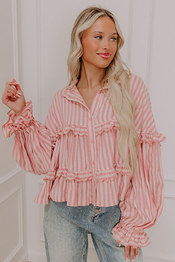 Premium Ruffled Stripe Blouse