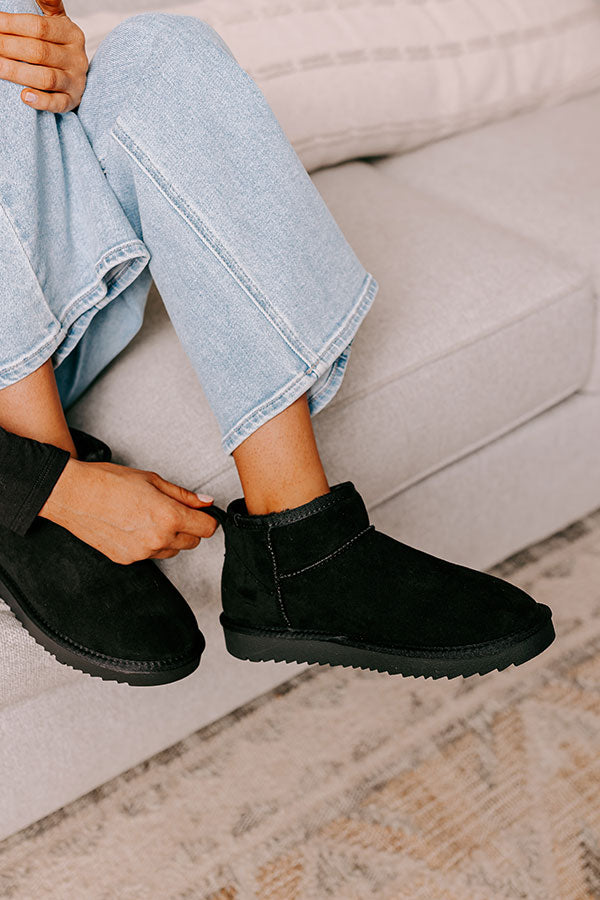 Premium Alpine Faux Suede Bootie - Ultimate Comfort in Black