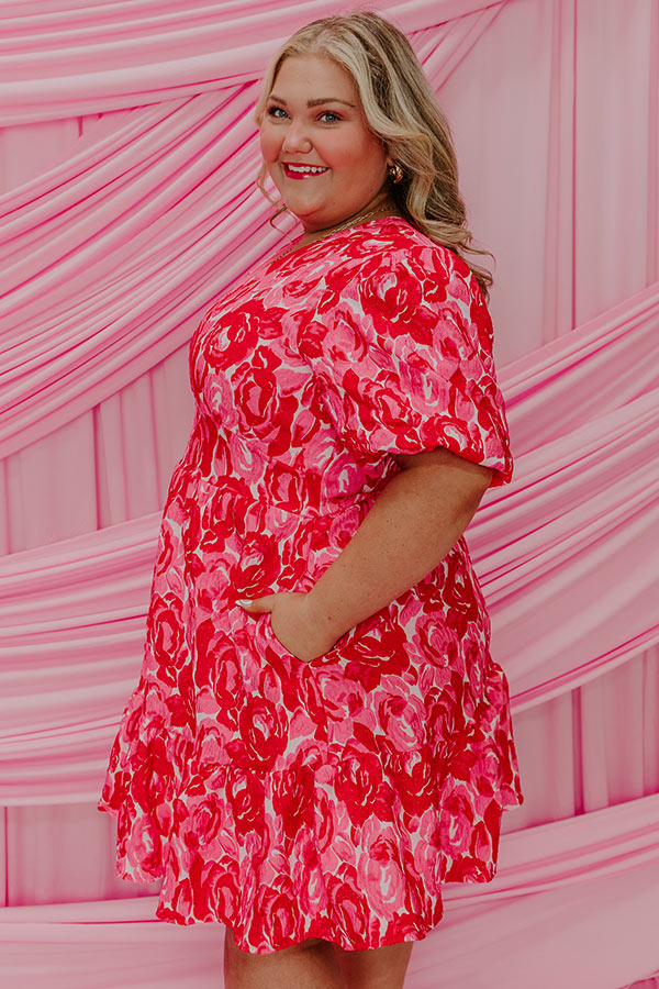 Ultimate Romantic Jacquard Mini Dress - Pocket Full Of Roses