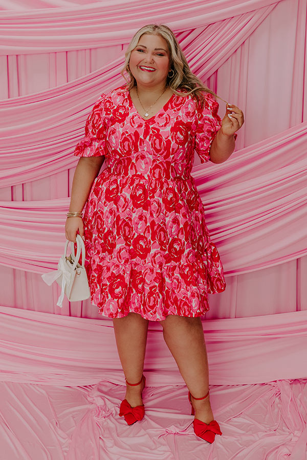 Ultimate Romantic Jacquard Mini Dress - Pocket Full Of Roses