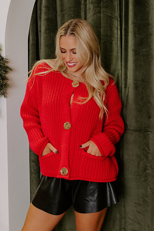 Premium Cozy Cuddles Knit Cardigan - Ultimate Winter Red