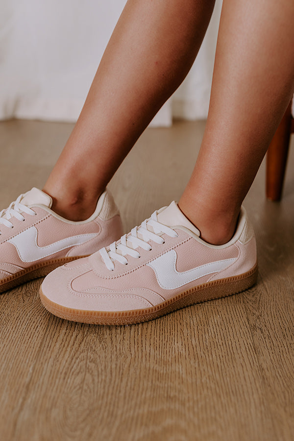 Premium Miley Faux Leather Sneakers in Blush - Upgrade Your Style